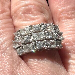 Baguette and round Cubic Zirconia cocktail ring